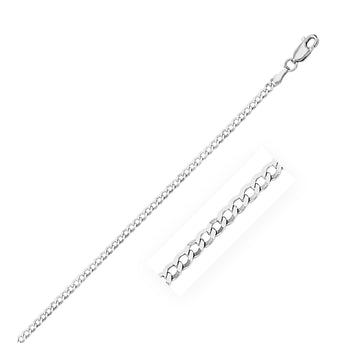 2.6mm 14k White Gold Curb Link Anklet - Coolpeacock