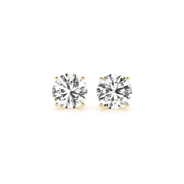 3 cttw Certified IGI Lab Grown Round Diamond Stud Earrings 14k Yellow Gold (G/VS2) - Coolpeacock