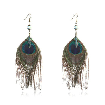 Elegant Peacock Plume Earrings - Coolpeacock