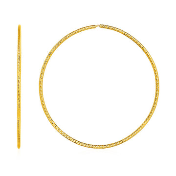 Large Endless Hoop Earrings in 14k Yellow Gold(1.2x50mm) - Coolpeacock