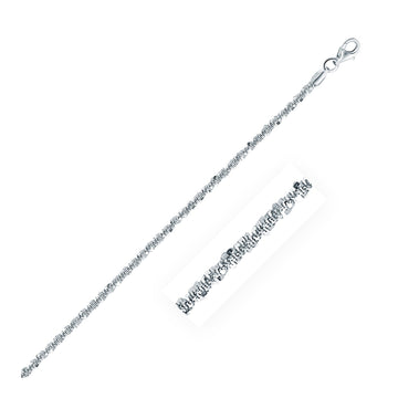Rhodium Plated 2.2mm Sterling Silver Sparkle Style Chain (2.20 mm) - Coolpeacock