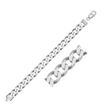 Rhodium Plated Sterling Silver Curb Style Chain (10.20 mm) - Coolpeacock