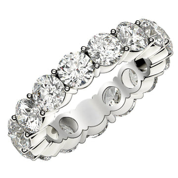 Round Cut Lab Grown Diamond Eternity Ring in 14k White Gold (5 cttw FG/VS2) - Coolpeacock
