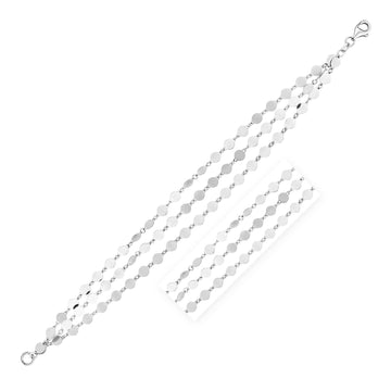Sterling Silver Three Strand Mirror Link Bracelet (4.00 mm) - Coolpeacock