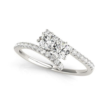 Two Stone Bypass Diamond Ring in 14k White Gold (3/4 cttw) - Coolpeacock