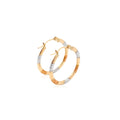 10k Tri - Color Gold Classic Hoop Earrings with Diamond Cut Details(20mm) - Coolpeacock