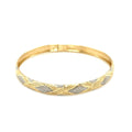 10k Two - Tone Gold Geometric Diamond Motif Bangle (6.00 mm) - Coolpeacock