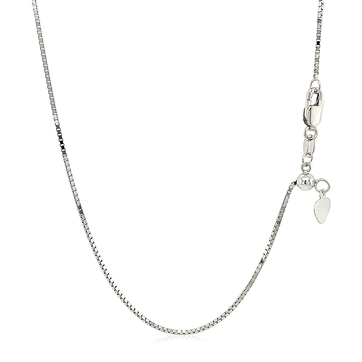 10k White Gold Adjustable Box Chain (0.85 mm) - Coolpeacock