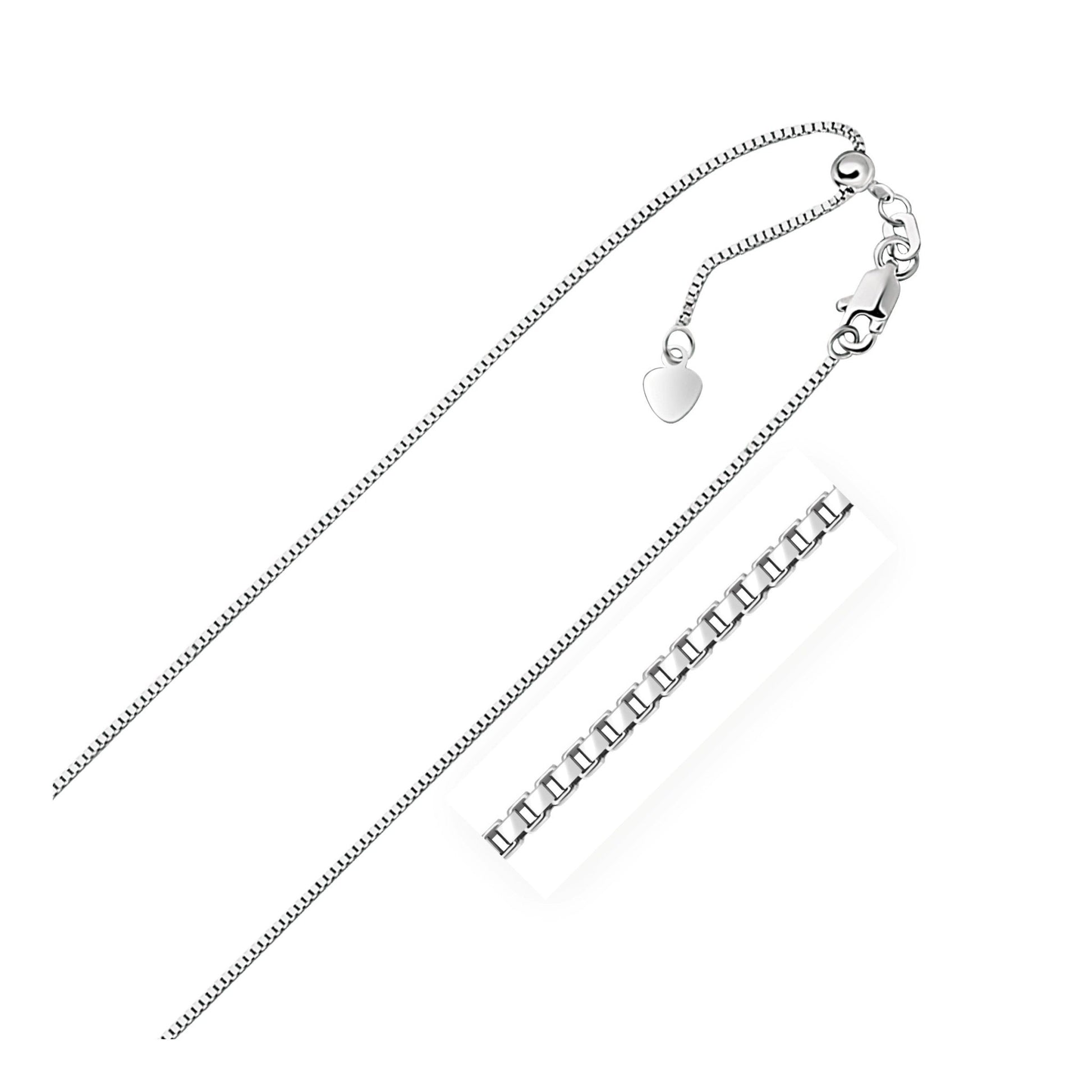 10k White Gold Adjustable Box Chain (0.85 mm) - Coolpeacock