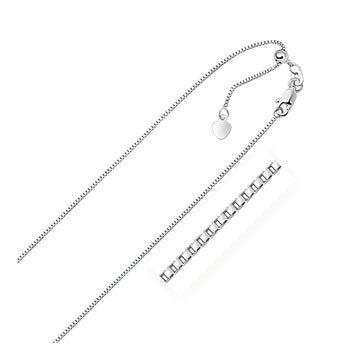 10k White Gold Adjustable Box Chain (0.85 mm) - Coolpeacock