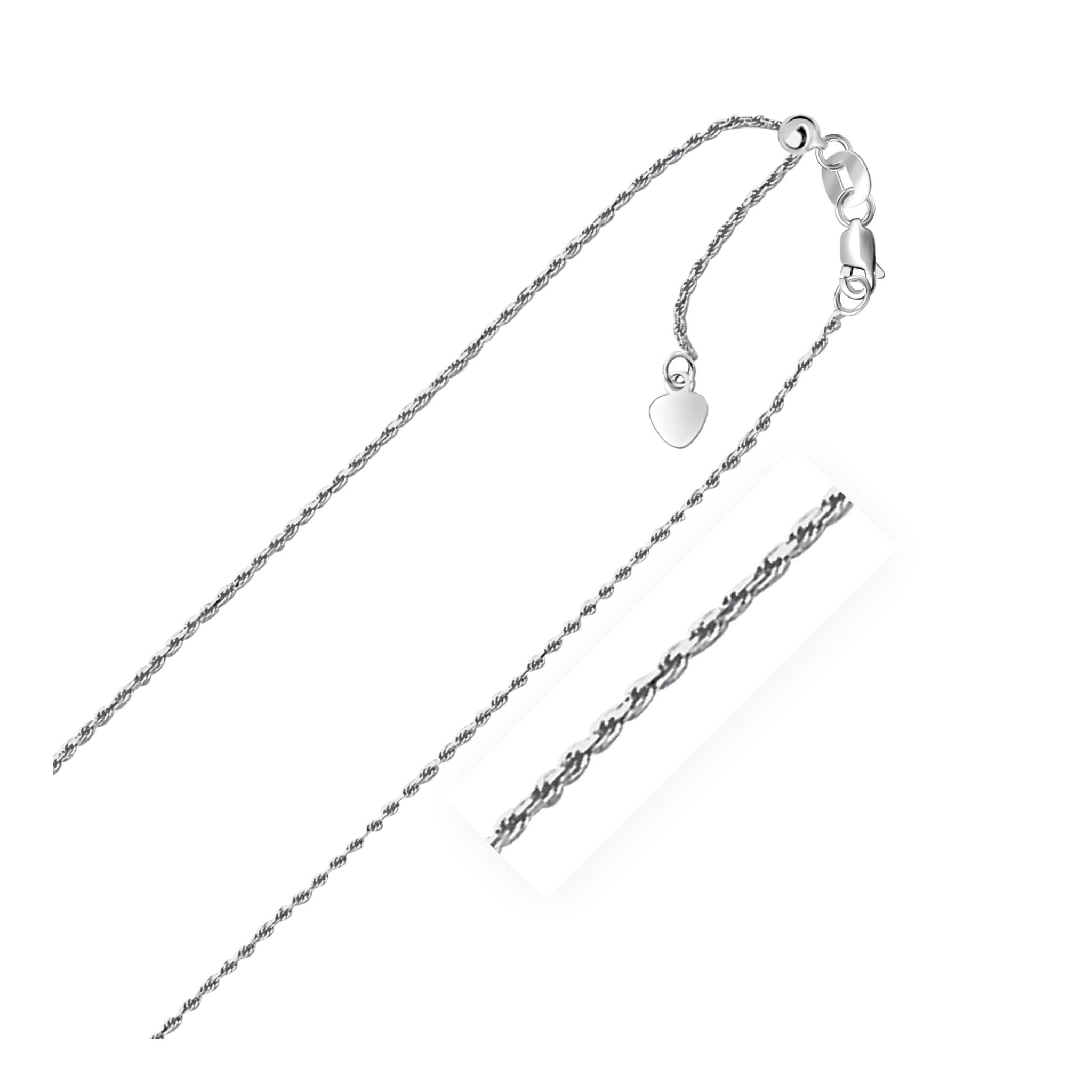 10k White Gold Adjustable Rope Chain (0.95 mm) - Coolpeacock