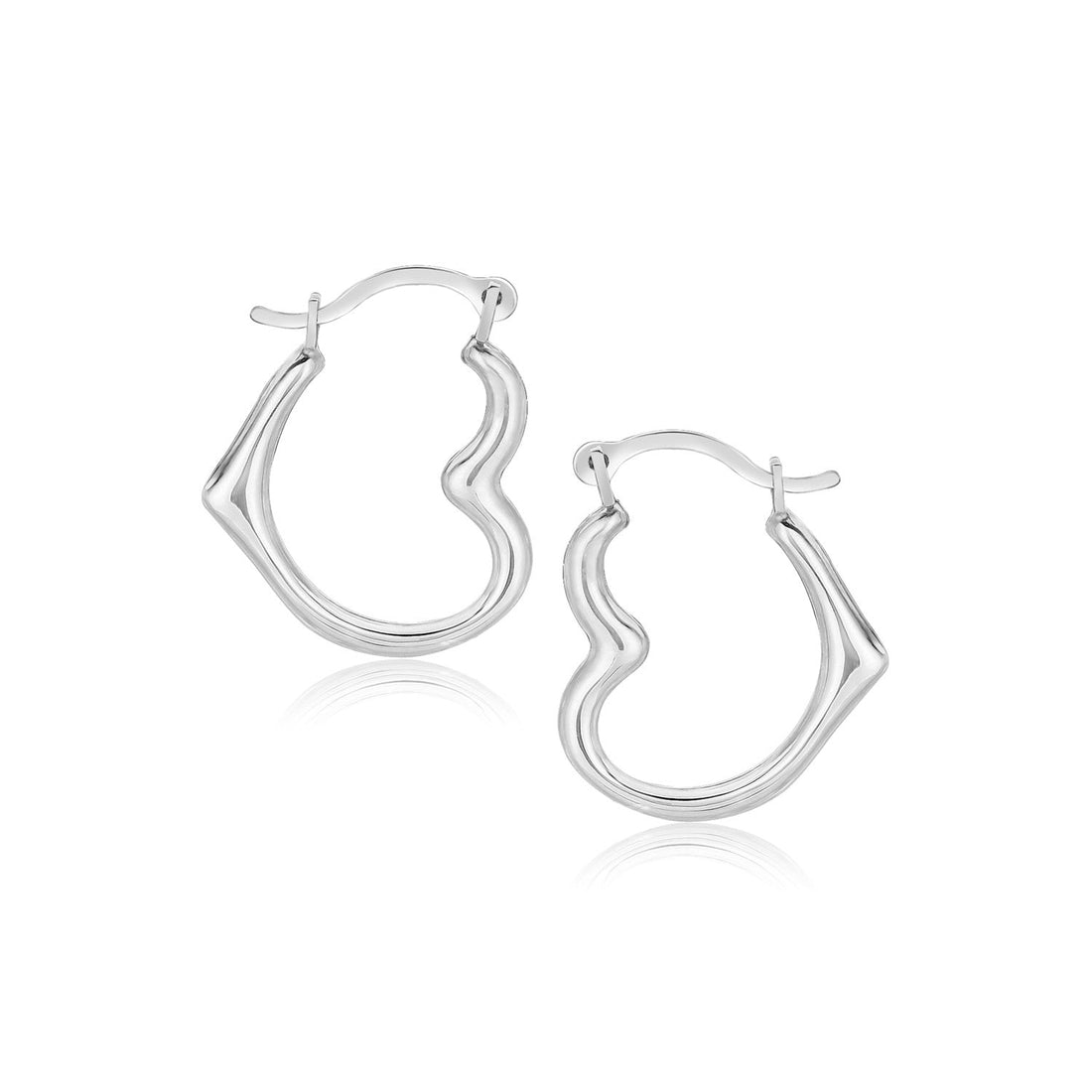 10k White Gold Heart Hoop Earrings - Coolpeacock