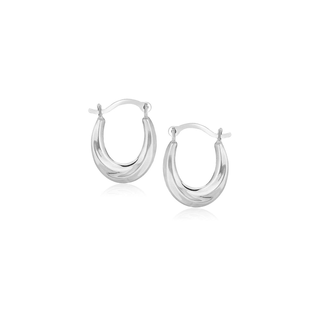 10k White Gold Oval Hoop Earrings - Coolpeacock
