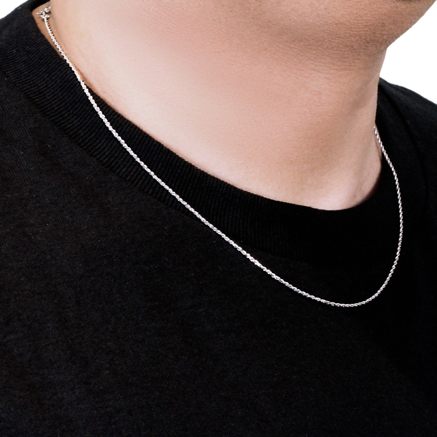 10k White Gold Solid Diamond Cut Rope Chain (1.40 mm) - Coolpeacock