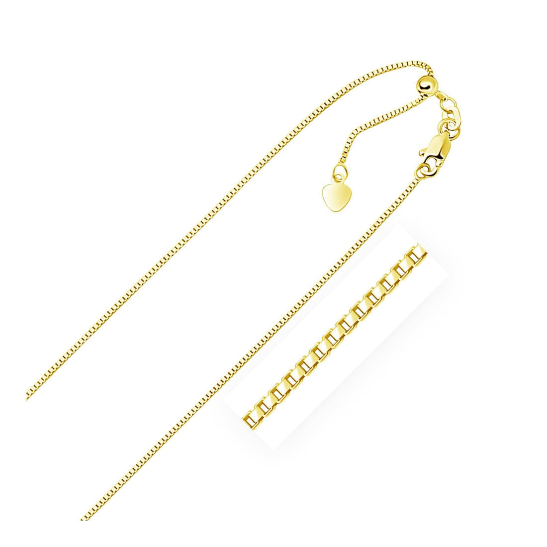 10k Yellow Gold Adjustable Box Chain (0.85 mm) - Coolpeacock