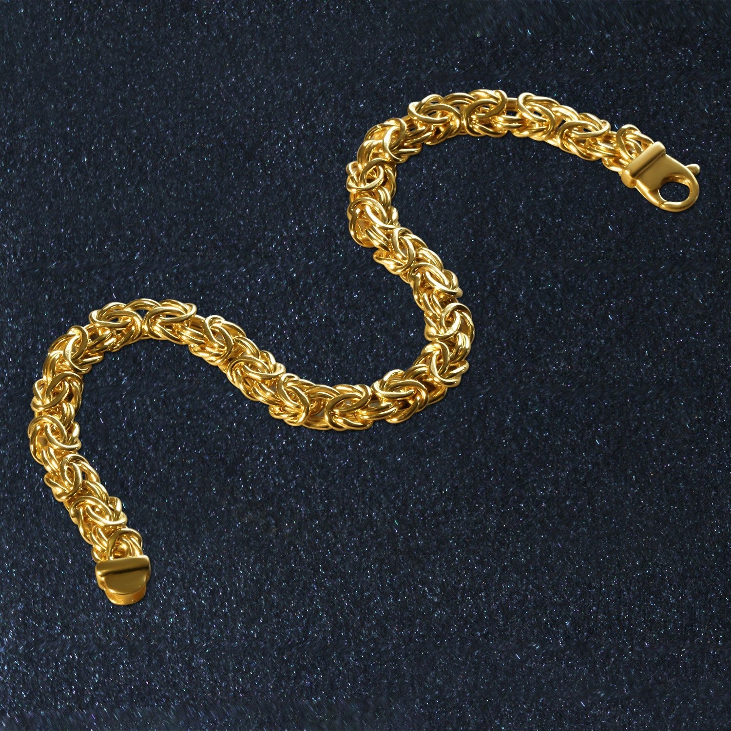 10k Yellow Gold Byzantine Design Chain Bracelet (7.00 mm) - Coolpeacock