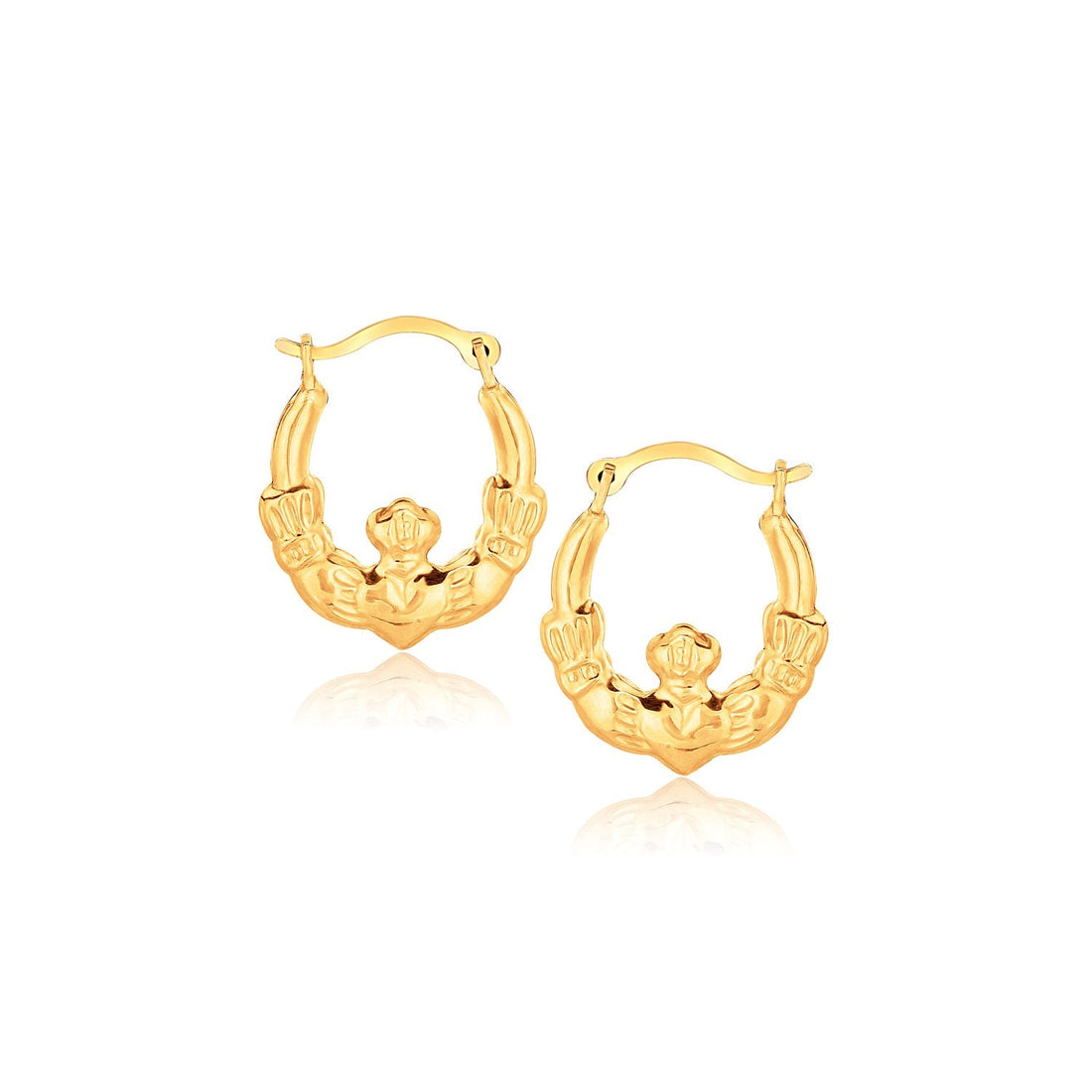10k Yellow Gold Claddagh Hoop Earrings - Coolpeacock