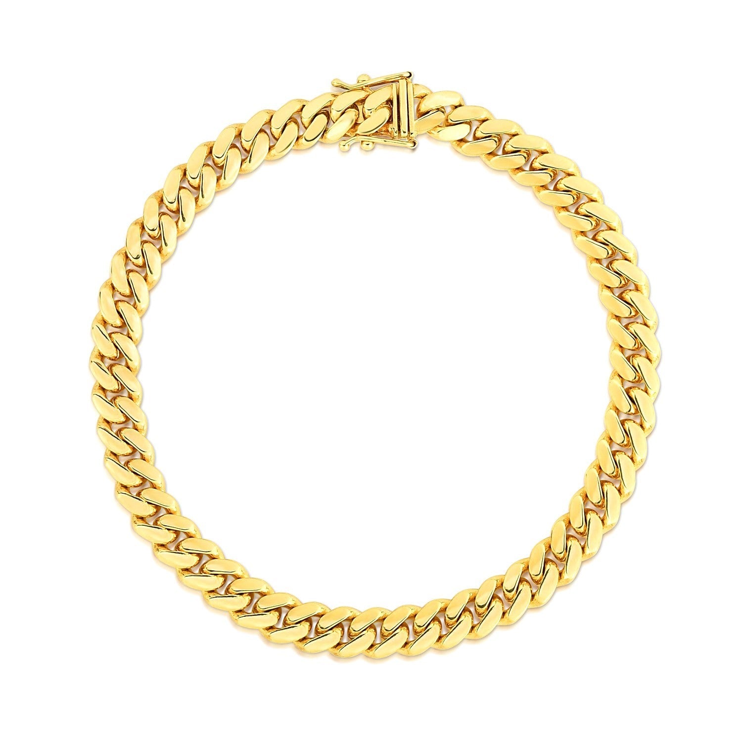 10k Yellow Gold Classic Miami Cuban Solid Bracelet (7.10 mm) - Coolpeacock