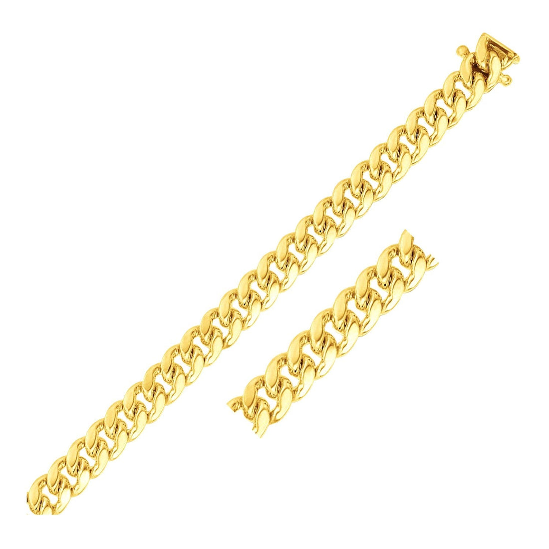 10k Yellow Gold Classic Miami Cuban Solid Bracelet (8.20 mm) - Coolpeacock