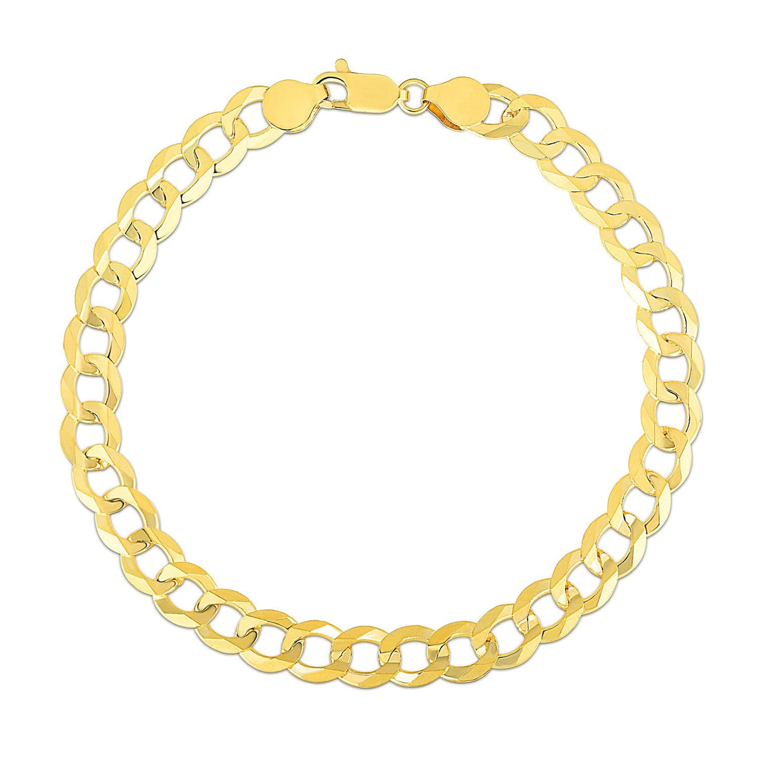 10k Yellow Gold Curb Bracelet (7.00 mm) - Coolpeacock