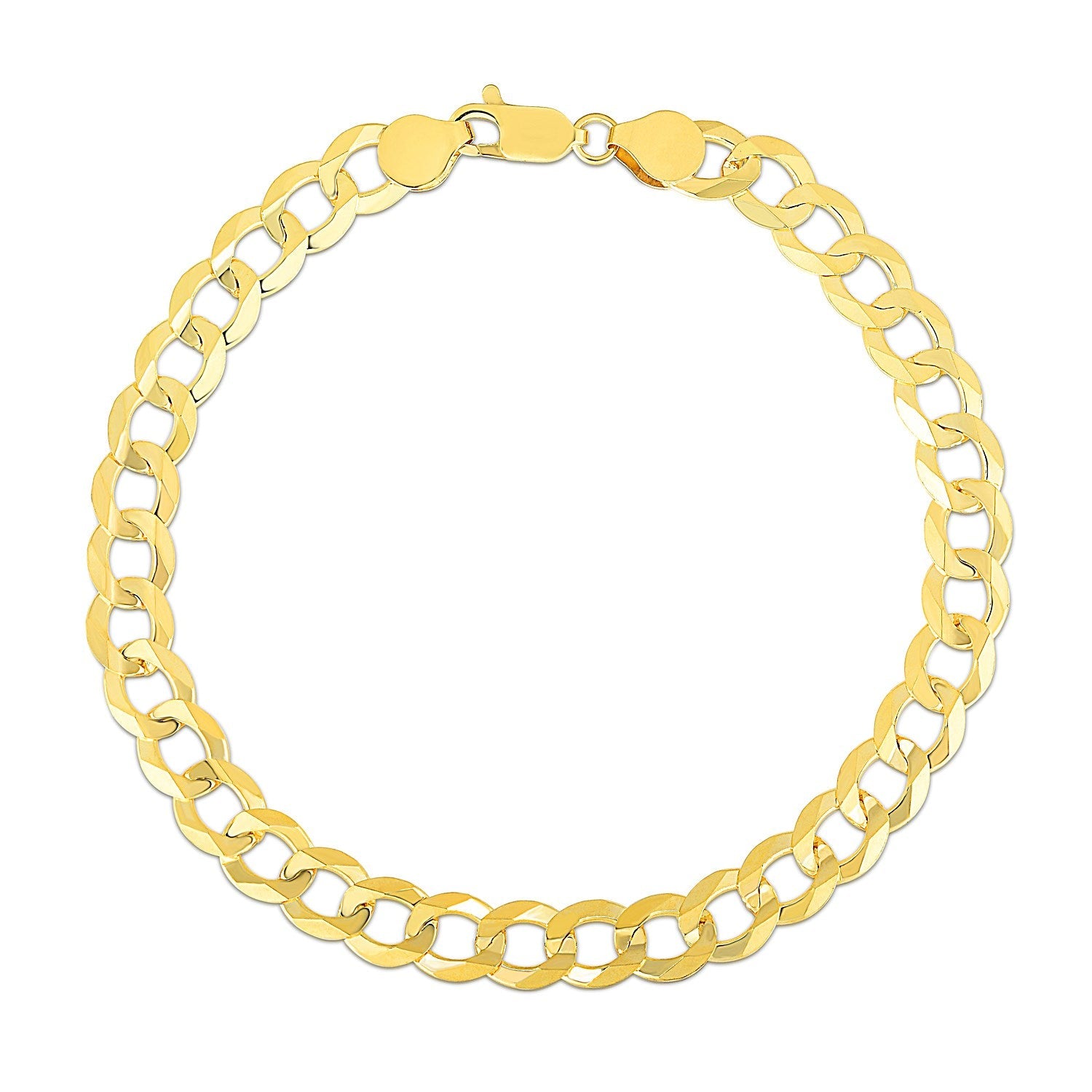10k Yellow Gold Curb Bracelet (7.00 mm) - Coolpeacock