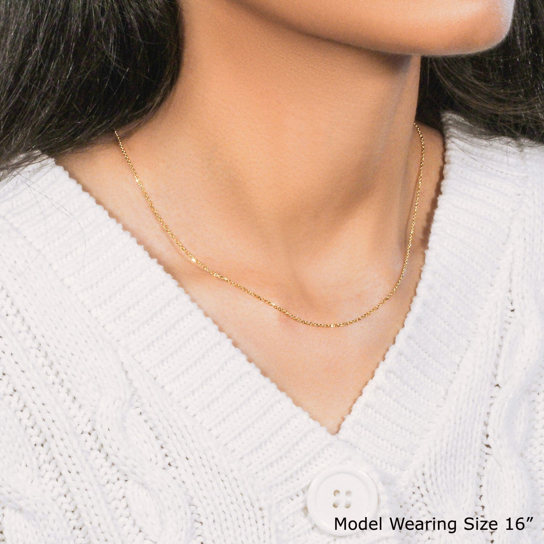10k Yellow Gold Diamond Cut Cable Link Chain (1.10 mm) - Coolpeacock