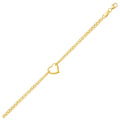 10k Yellow Gold Double Rolo Chain Anklet with an Open Heart Station - Coolpeacock