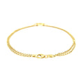 10k Yellow Gold Double Rolo Chain Anklet with an Open Heart Station - Coolpeacock