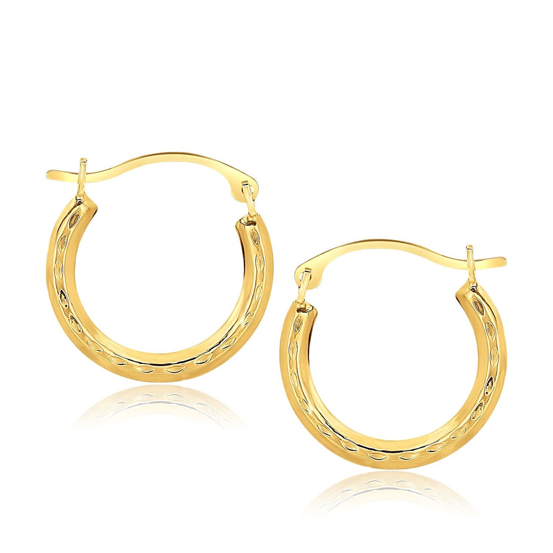 10k Yellow Gold Fancy Hoop Earrings - Coolpeacock