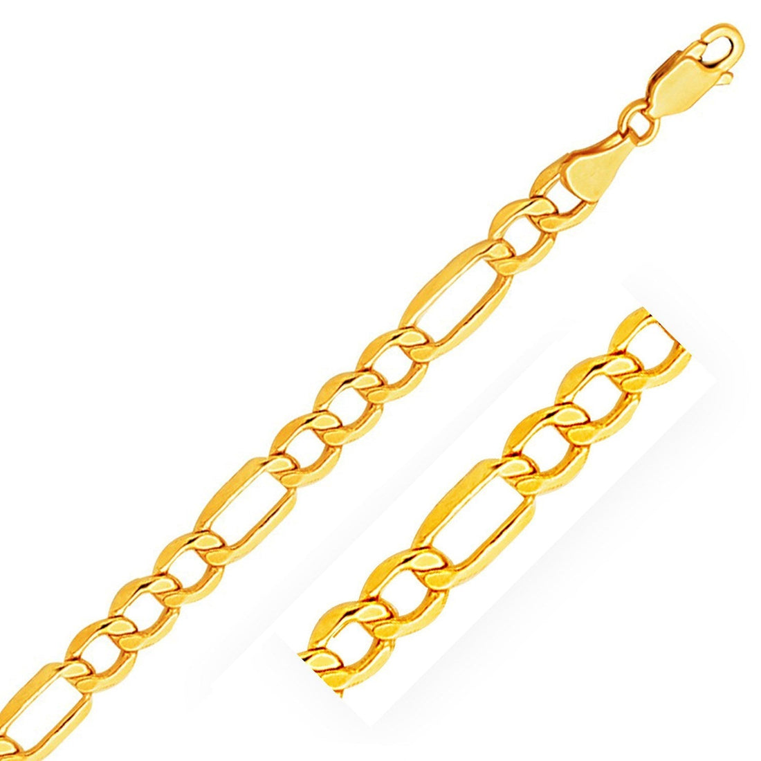 10k Yellow Gold Lite Figaro Bracelet (6.60 mm) - Coolpeacock