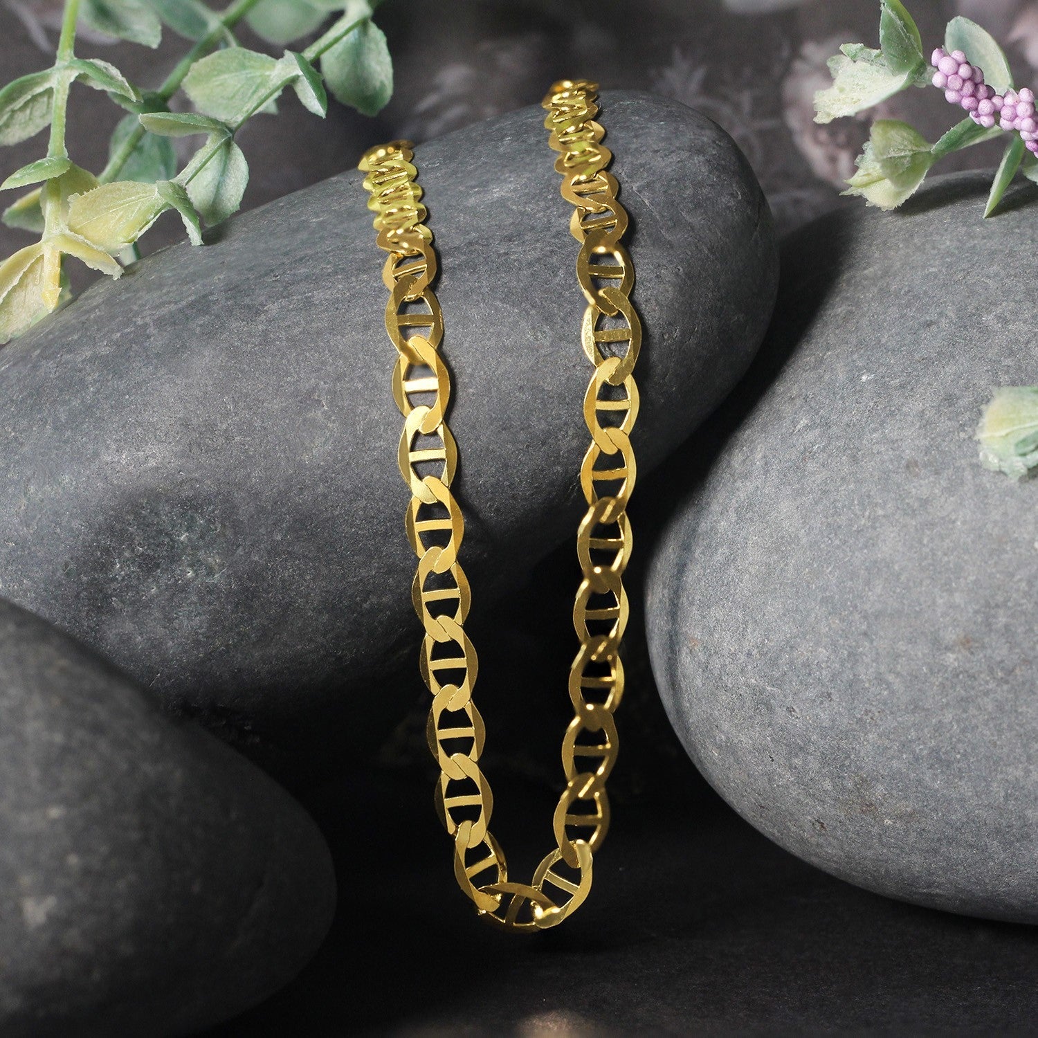 10k Yellow Gold Mariner Link Chain (5.10 mm) - Coolpeacock