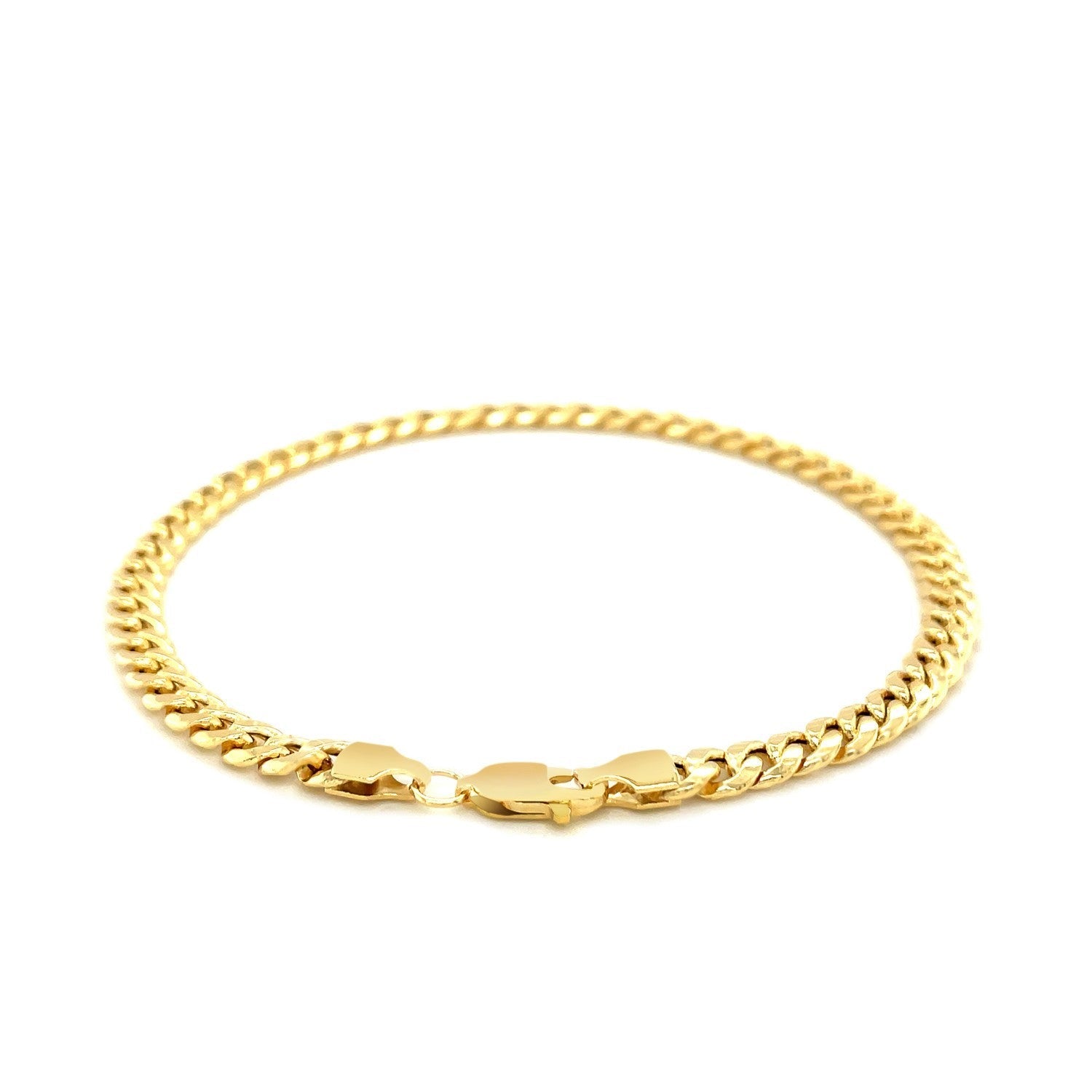 10k Yellow Gold Miami Cuban Semi Solid Bracelet (4.50 mm) - Coolpeacock