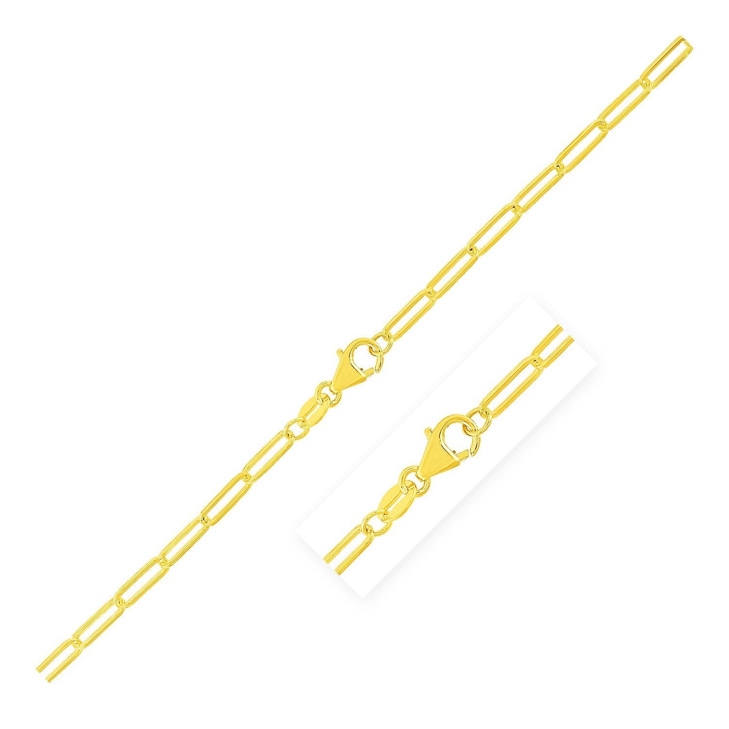 10K Yellow Gold Paperclip Bracelet (2.50 mm) - Coolpeacock