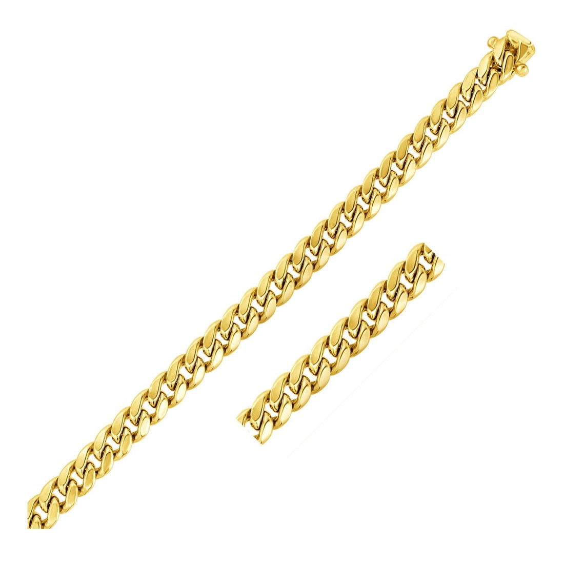 10k Yellow Gold Semi Solid Miami Cuban Bracelet (7.20 mm) - Coolpeacock