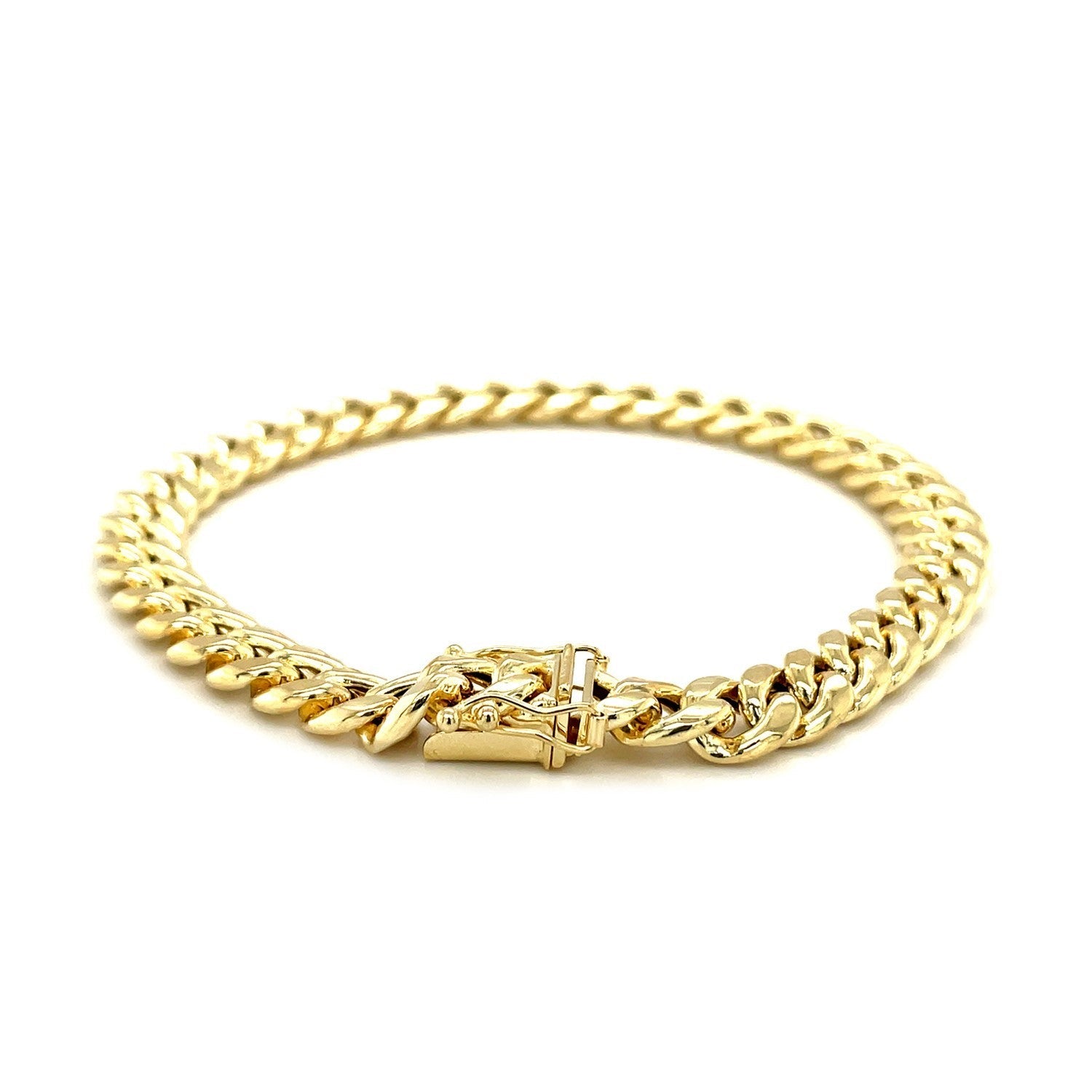 10k Yellow Gold Semi Solid Miami Cuban Bracelet (7.20 mm) - Coolpeacock