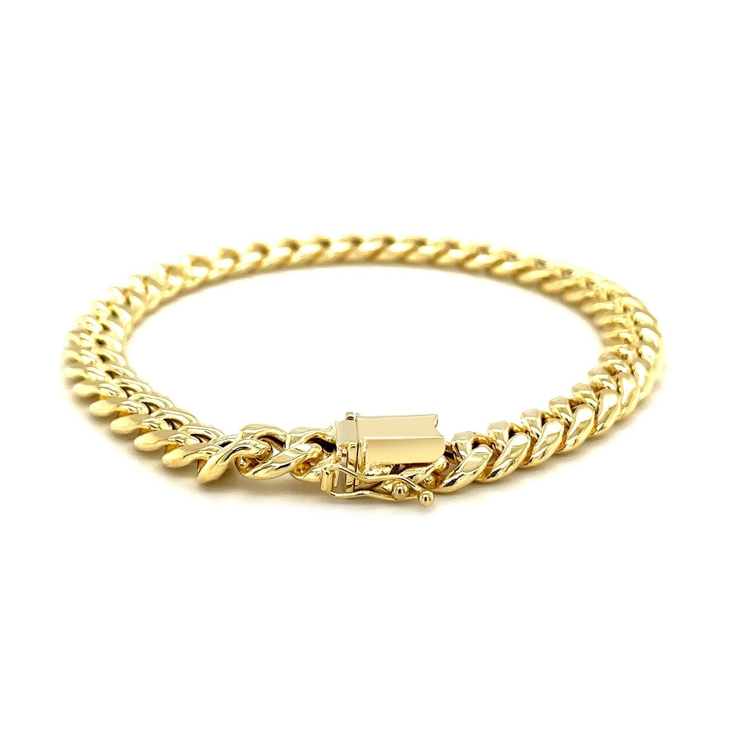 10k Yellow Gold Semi Solid Miami Cuban Bracelet (7.20 mm) - Coolpeacock