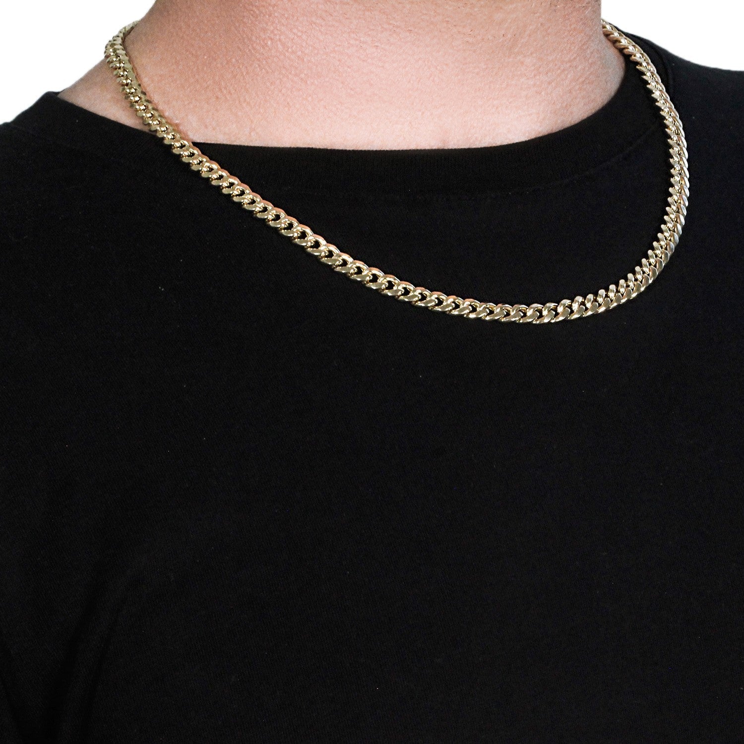10k Yellow Gold Semi Solid Miami Cuban Chain (6.60 mm) - Coolpeacock