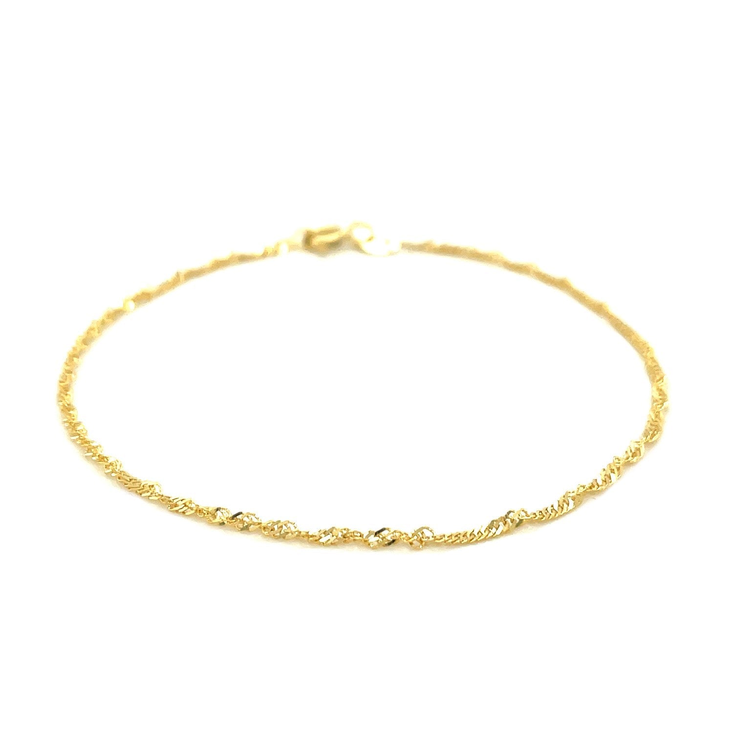 10k Yellow Gold Singapore Bracelet (1.50 mm) - Coolpeacock