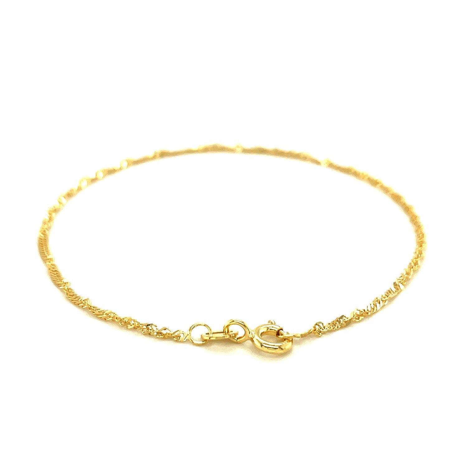 10k Yellow Gold Singapore Bracelet (1.50 mm) - Coolpeacock
