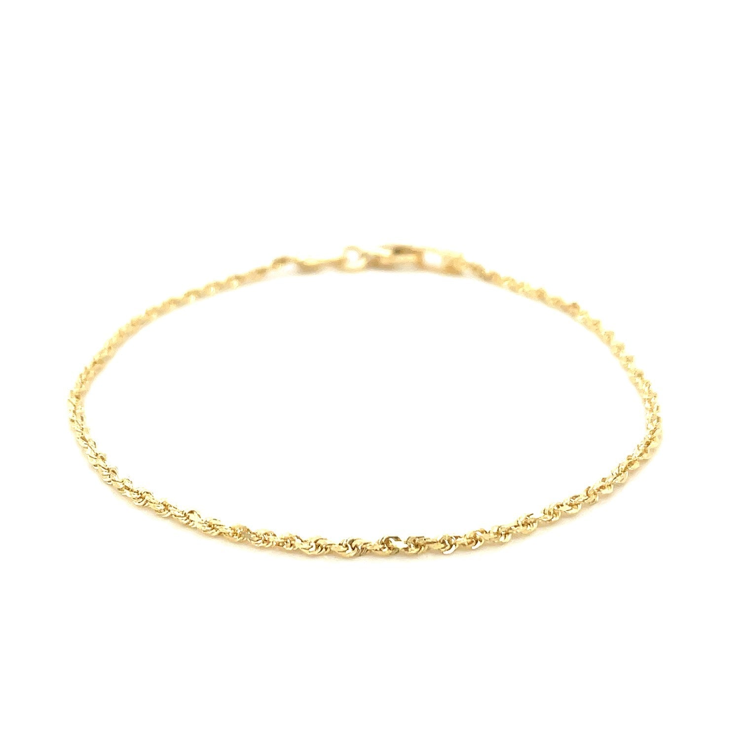 10k Yellow Gold Solid Diamond Cut Rope Bracelet (1.60 mm) - Coolpeacock