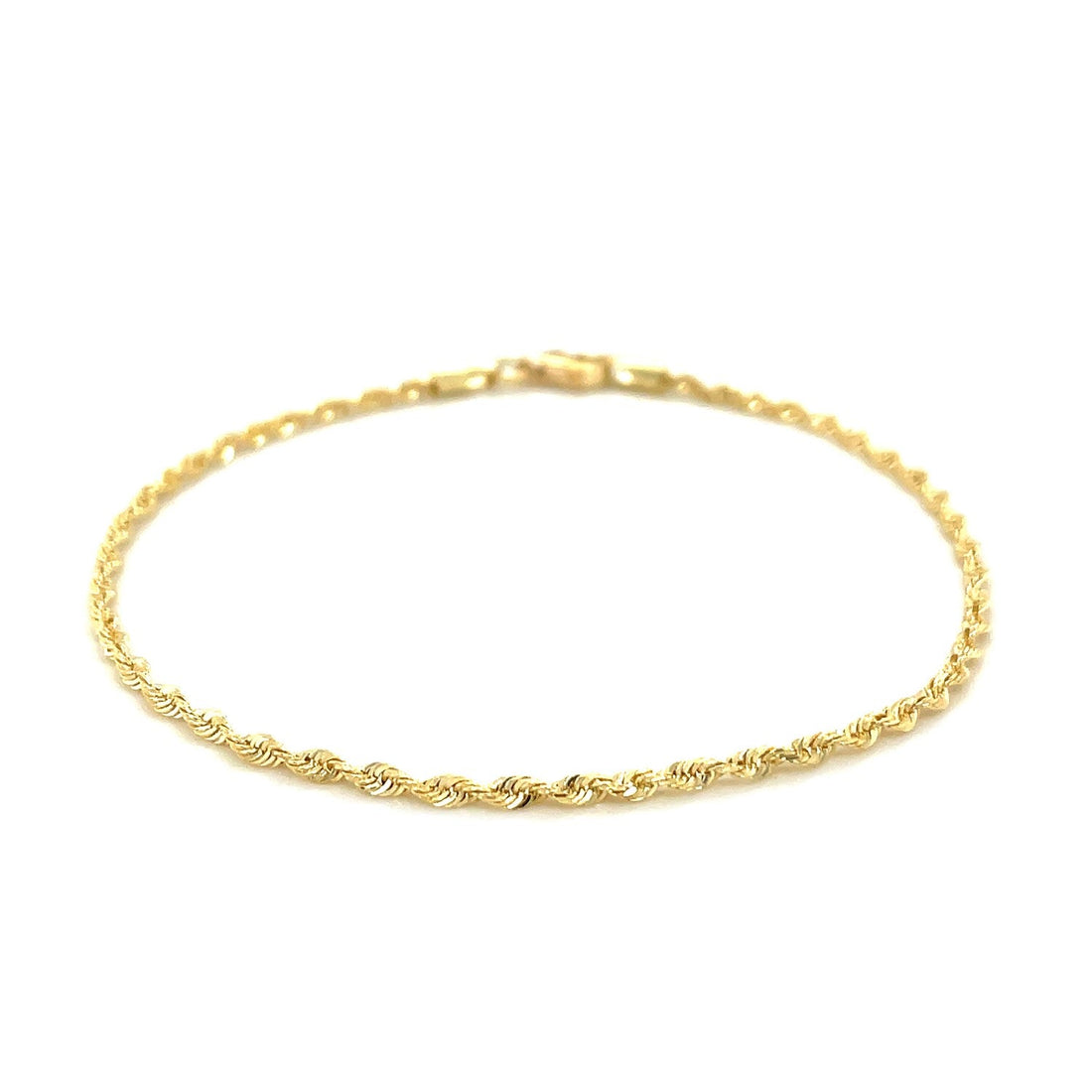 10k Yellow Gold Solid Diamond Cut Rope Bracelet (1.80 mm) - Coolpeacock