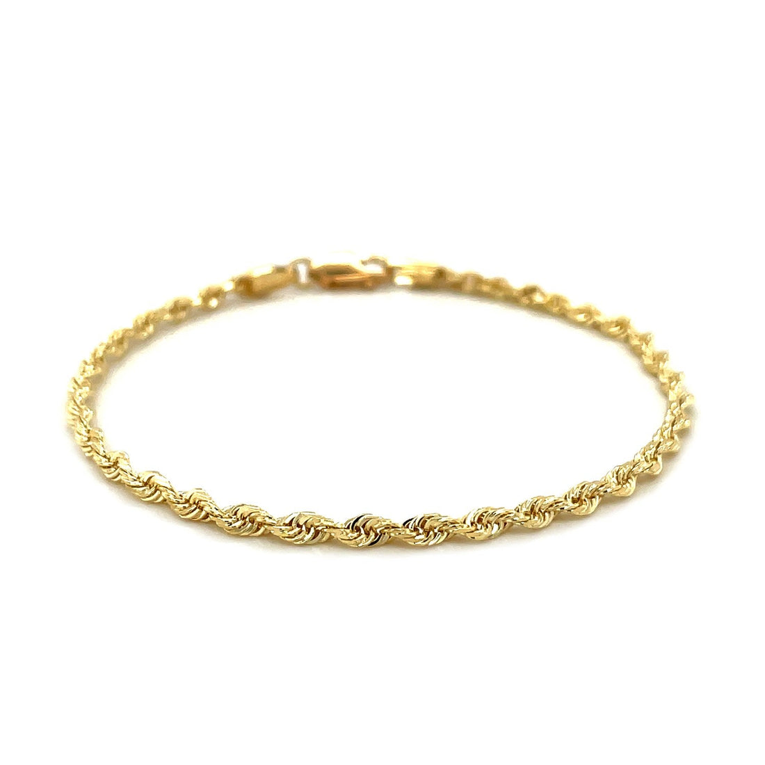 10k Yellow Gold Solid Diamond Cut Rope Bracelet (2.75 mm) - Coolpeacock