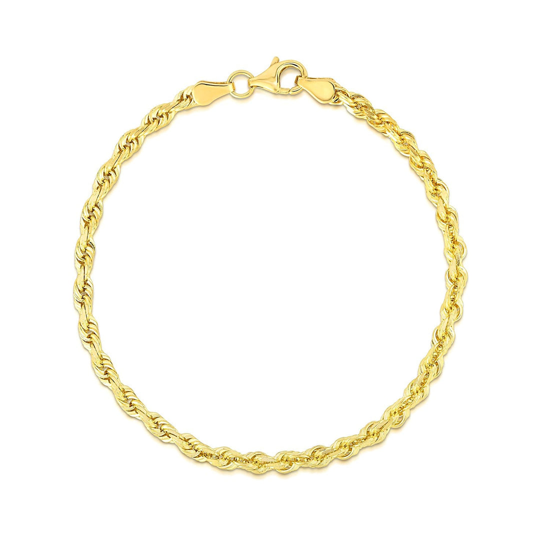 10k Yellow Gold Solid Diamond Cut Rope Bracelet (4.00 mm) - Coolpeacock