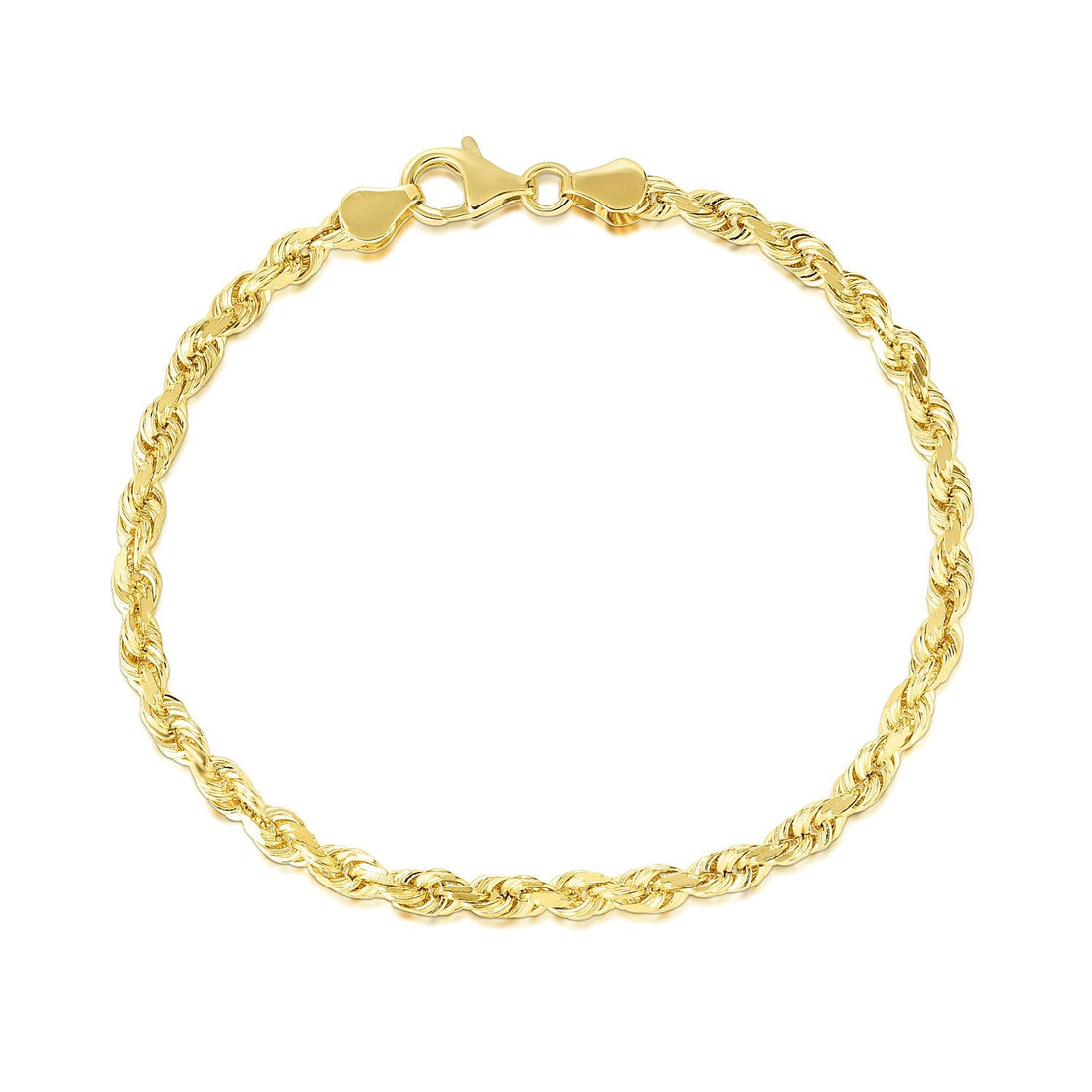 10k Yellow Gold Solid Diamond Cut Rope Bracelet (5.00 mm) - Coolpeacock