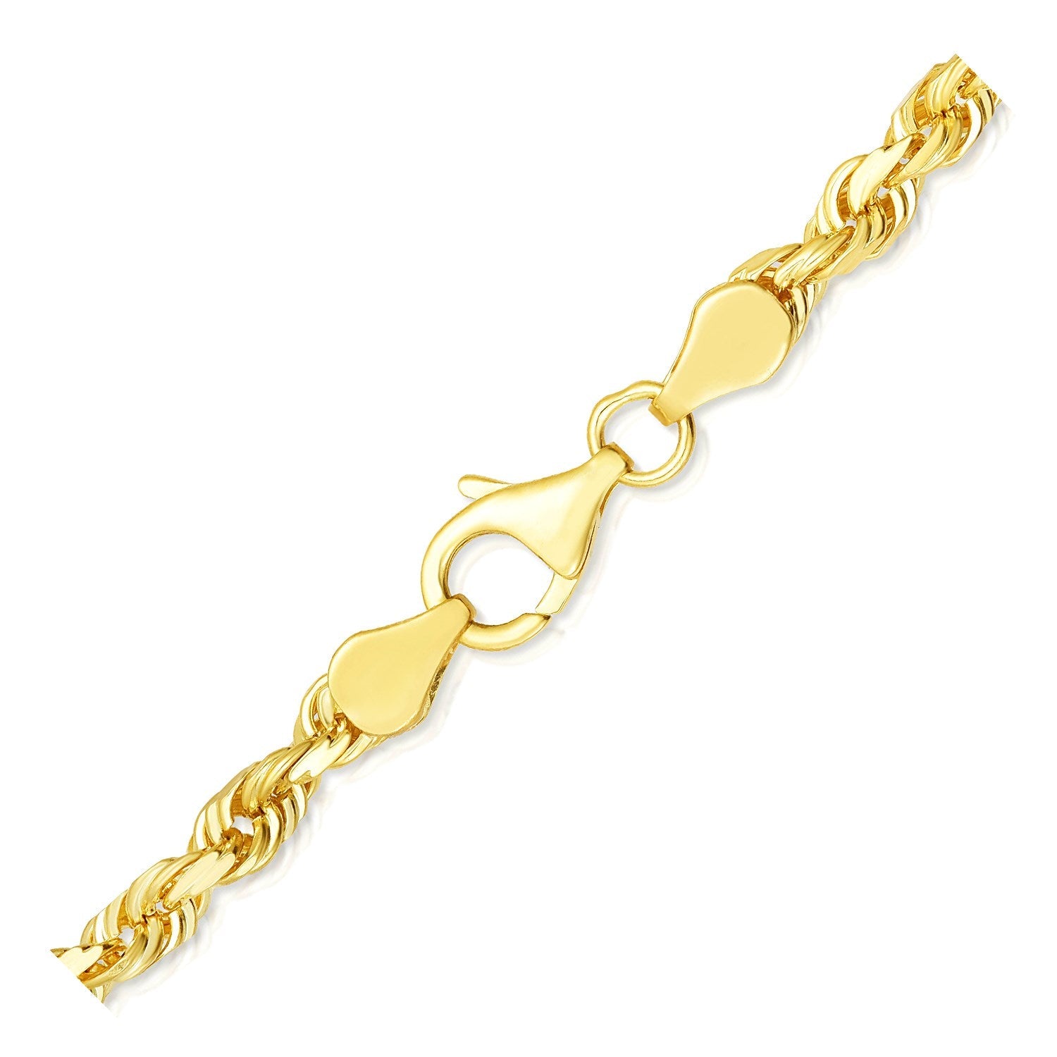 10k Yellow Gold Solid Diamond Cut Rope Bracelet (5.00 mm) - Coolpeacock