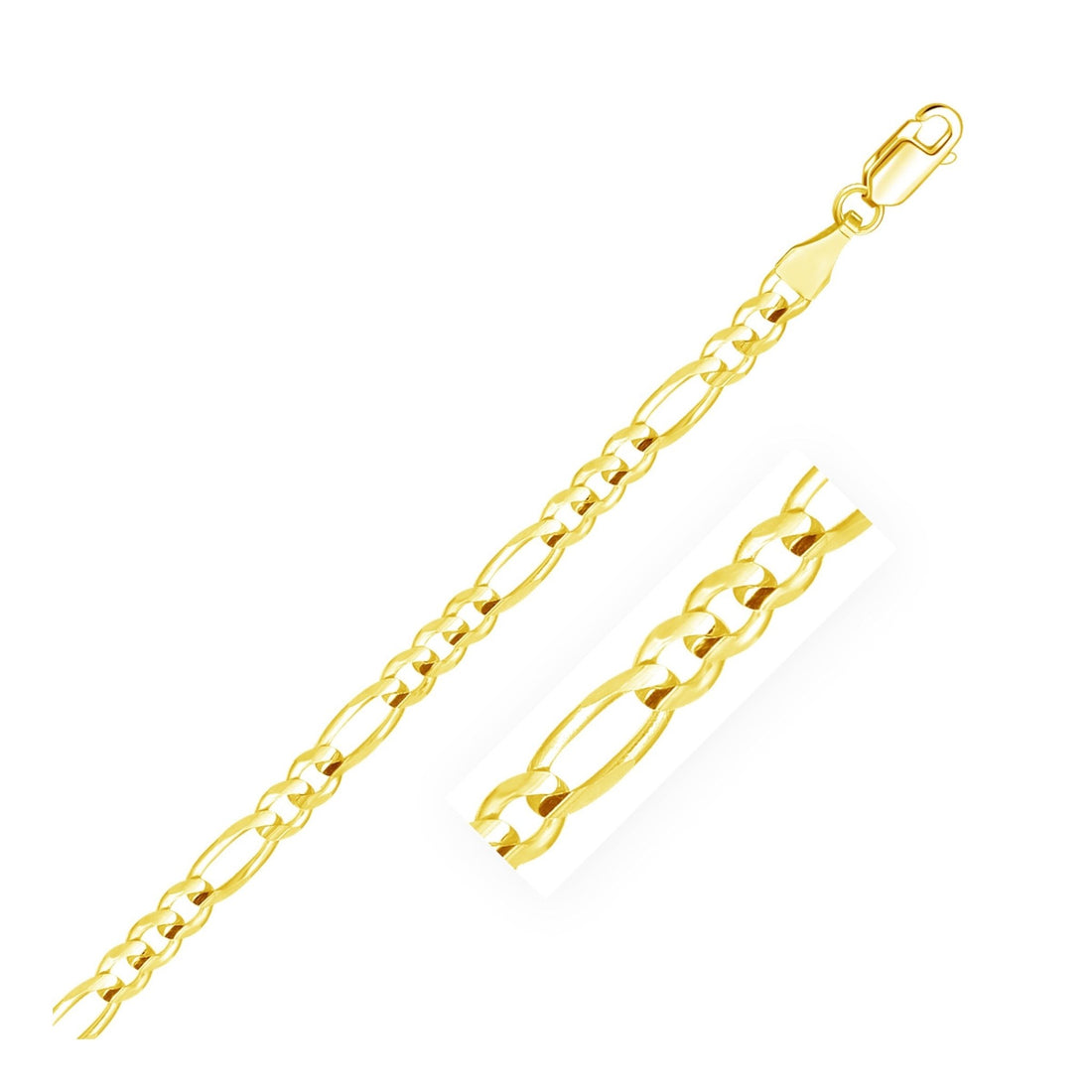 10k Yellow Gold Solid Figaro Bracelet (4.50 mm) - Coolpeacock