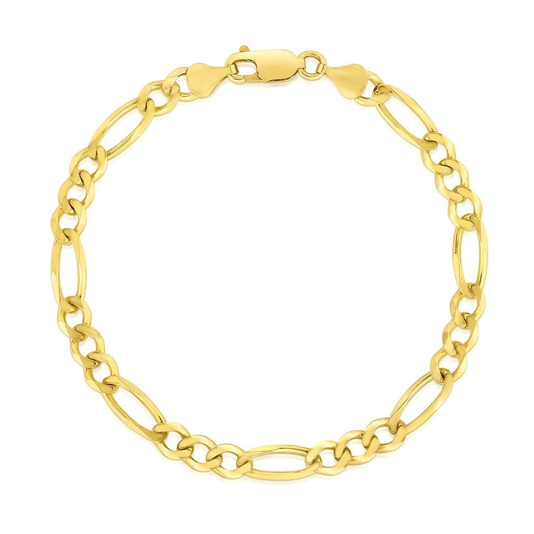 10k Yellow Gold Solid Figaro Bracelet (4.50 mm) - Coolpeacock