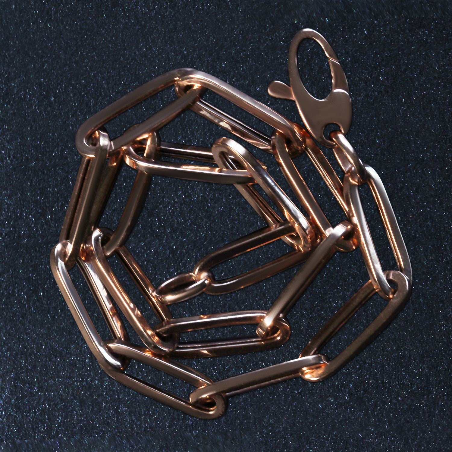 14K Rose Gold Bold Paperclip Chain Bracelet (4.20 mm) - Coolpeacock