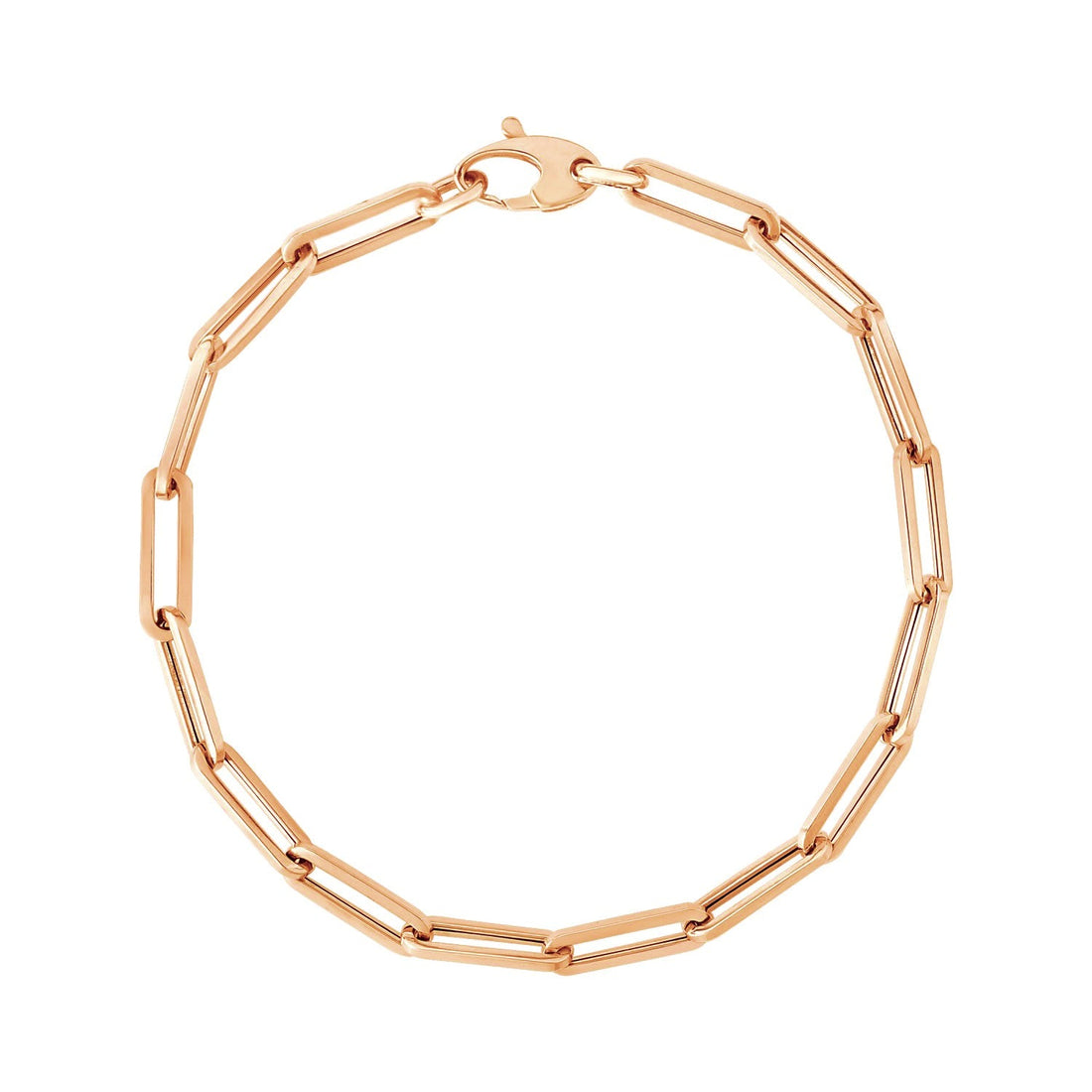 14K Rose Gold Bold Paperclip Chain Bracelet (4.20 mm) - Coolpeacock