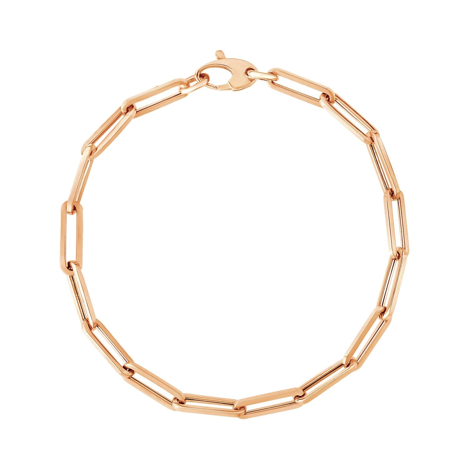 14K Rose Gold Bold Paperclip Chain Bracelet (4.20 mm) - Coolpeacock